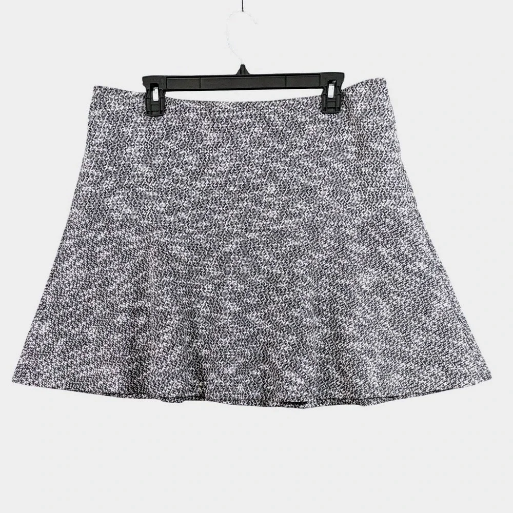 Ann Taylor Loft Womens‎ Fit and Flare Black White Short Mini Skirt Size 14